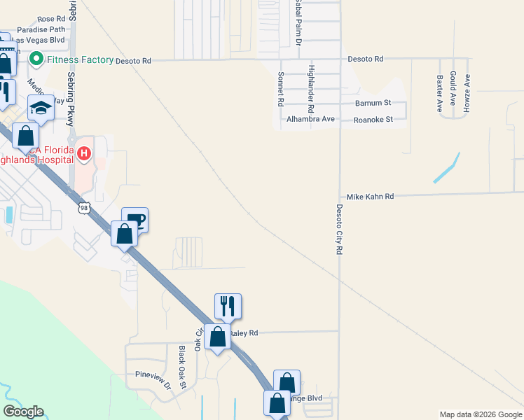 map of restaurants, bars, coffee shops, grocery stores, and more near 2003 Fortune Blvd in Sebring