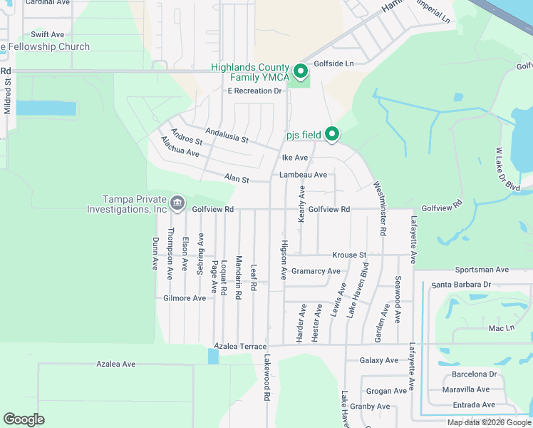 map of restaurants, bars, coffee shops, grocery stores, and more near 4001 Golfview Road in Sebring