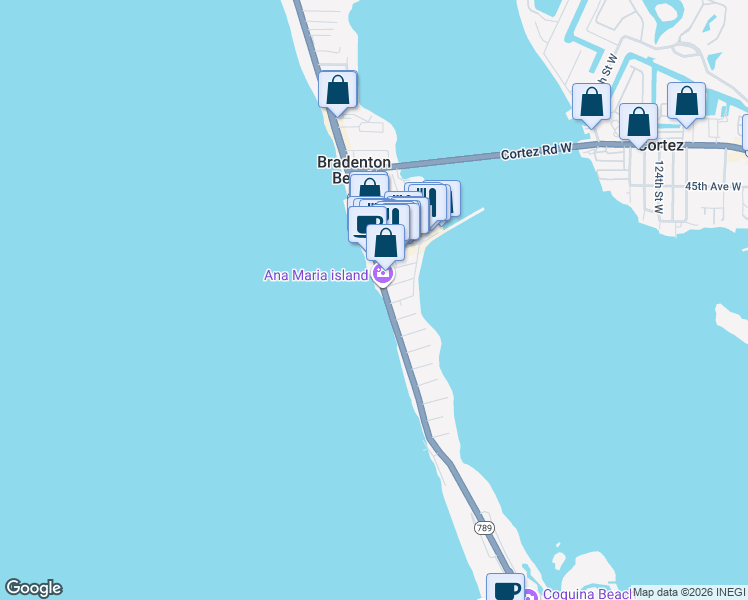 map of restaurants, bars, coffee shops, grocery stores, and more near 400 Gulf Drive South in Bradenton Beach