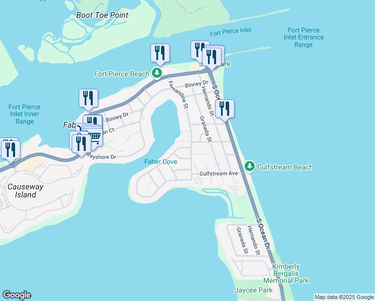 map of restaurants, bars, coffee shops, grocery stores, and more near 1577 Thumb Point Drive in Fort Pierce