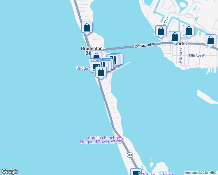 map of restaurants, bars, coffee shops, grocery stores, and more near 504 Bay Drive South in Bradenton Beach