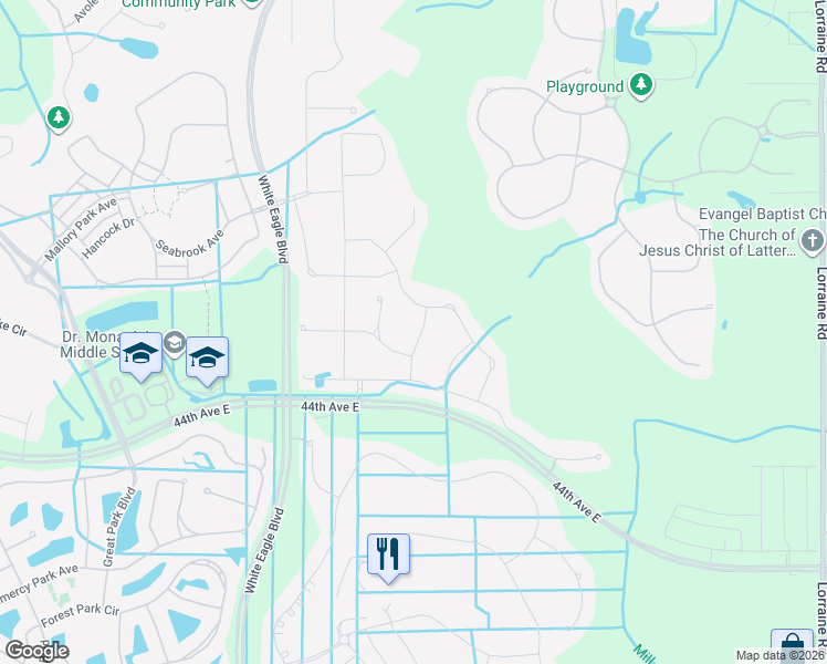 map of restaurants, bars, coffee shops, grocery stores, and more near 4118 Midnight Blue Run in Bradenton