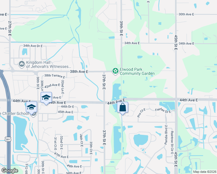 map of restaurants, bars, coffee shops, grocery stores, and more near 4105 37th Street East in Bradenton