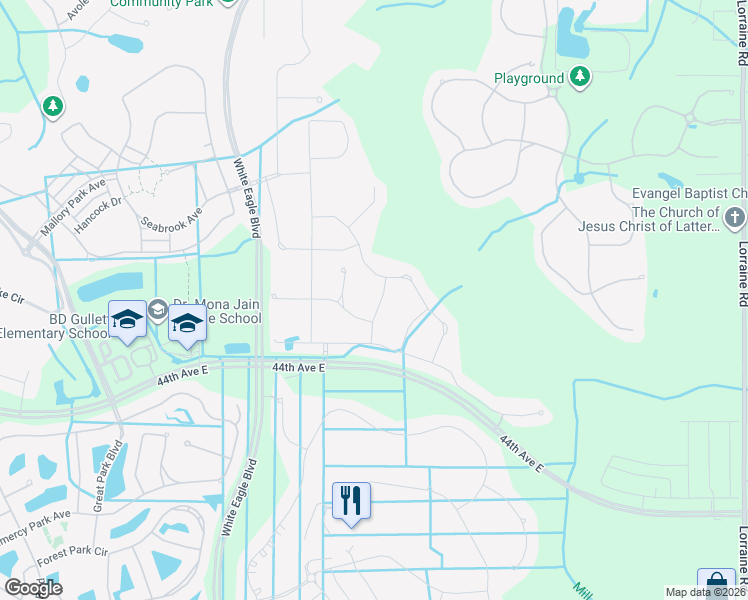 map of restaurants, bars, coffee shops, grocery stores, and more near 4118 Midnight Blue Run in Bradenton