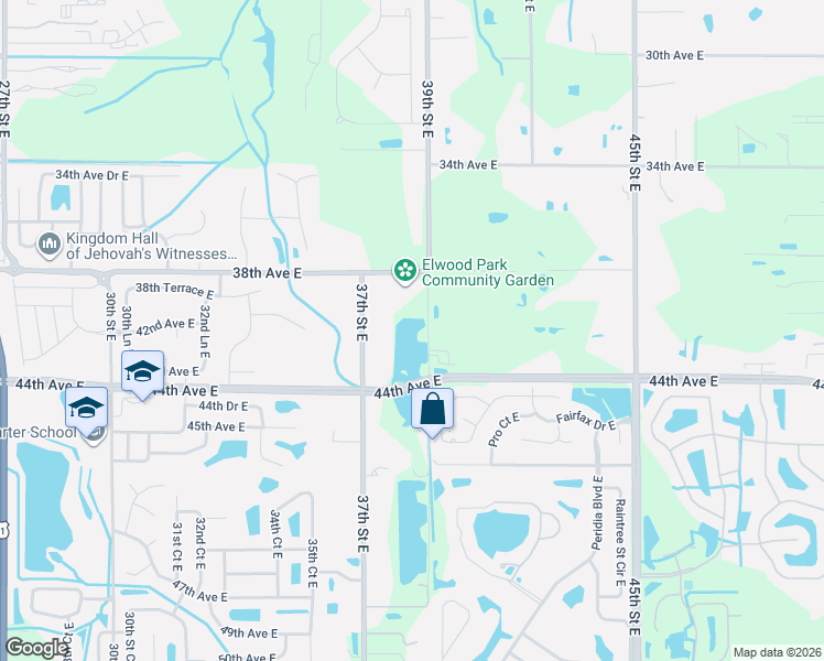 map of restaurants, bars, coffee shops, grocery stores, and more near 4105 37th Street East in Bradenton