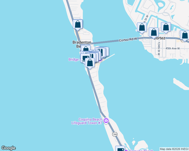 map of restaurants, bars, coffee shops, grocery stores, and more near 504 Bay Drive South in Bradenton Beach