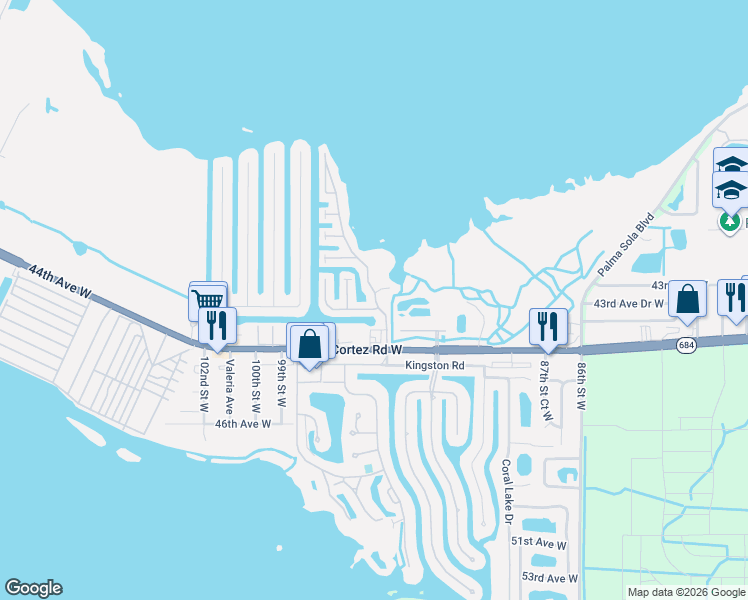 map of restaurants, bars, coffee shops, grocery stores, and more near 9504 Valencia Cove in Bradenton