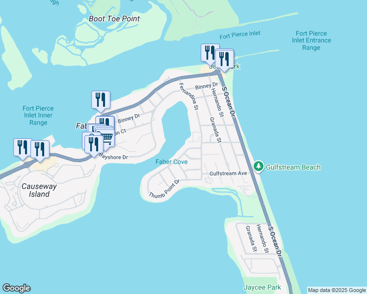 map of restaurants, bars, coffee shops, grocery stores, and more near 1564 Thumb Point Drive in Fort Pierce