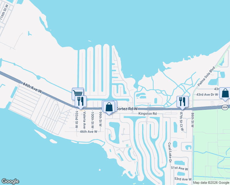 map of restaurants, bars, coffee shops, grocery stores, and more near 9608 Valencia Cove in Bradenton