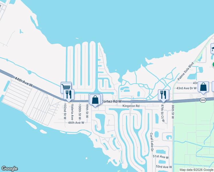 map of restaurants, bars, coffee shops, grocery stores, and more near 9608 Valencia Cove in Bradenton