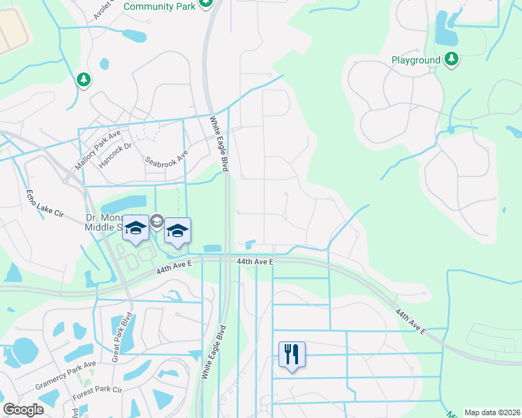 map of restaurants, bars, coffee shops, grocery stores, and more near 12723 Crystal Clear Place in Bradenton