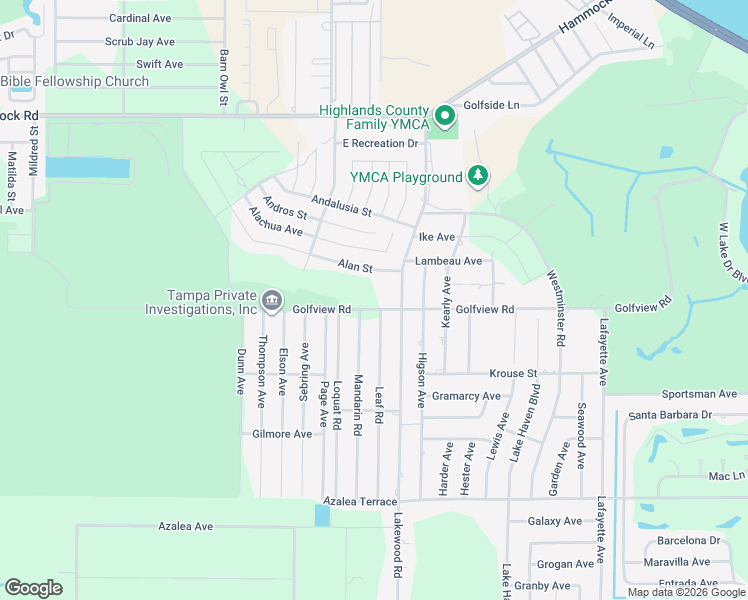 map of restaurants, bars, coffee shops, grocery stores, and more near 4100 Golfview Road in Sebring