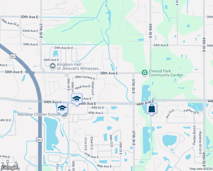 map of restaurants, bars, coffee shops, grocery stores, and more near 4106 34th Street East in Bradenton