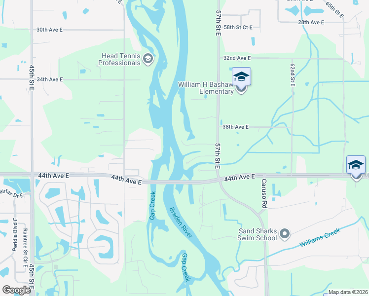 map of restaurants, bars, coffee shops, grocery stores, and more near 5504 40th Avenue East in Bradenton