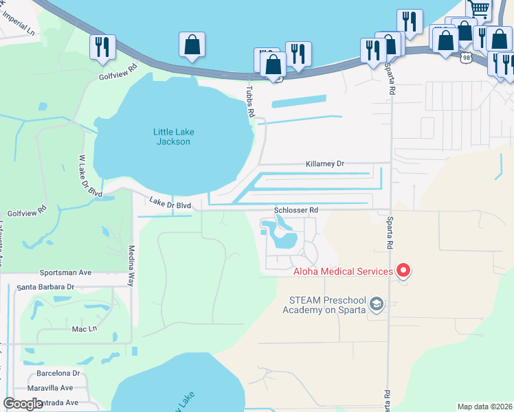 map of restaurants, bars, coffee shops, grocery stores, and more near 631 Schlosser Road in Sebring