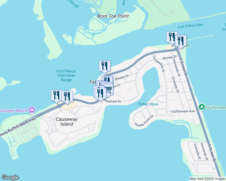 map of restaurants, bars, coffee shops, grocery stores, and more near 1180 Carlton Court in Fort Pierce