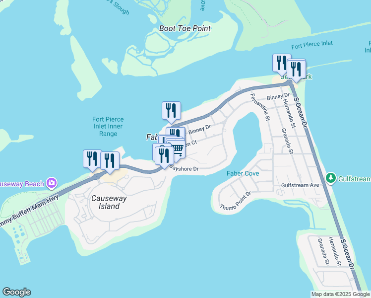 map of restaurants, bars, coffee shops, grocery stores, and more near 1180 Carlton Court in Fort Pierce