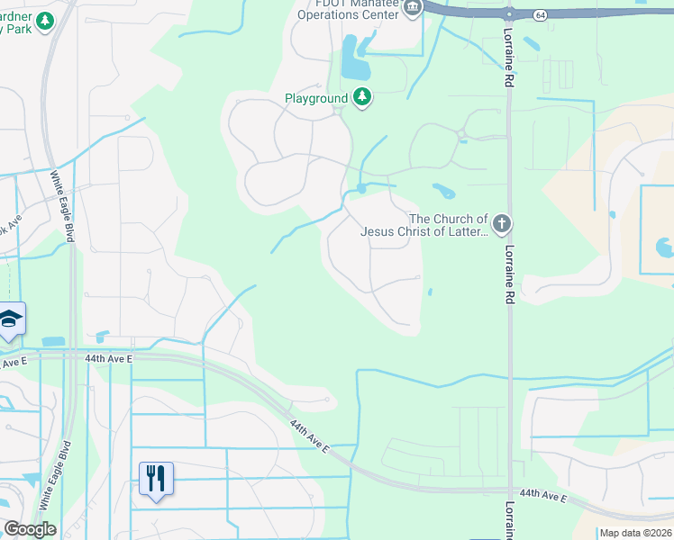 map of restaurants, bars, coffee shops, grocery stores, and more near 4810 Lorraine Road in Bradenton