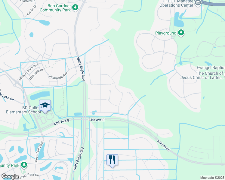 map of restaurants, bars, coffee shops, grocery stores, and more near 12820 Coastal Breeze Way in Bradenton