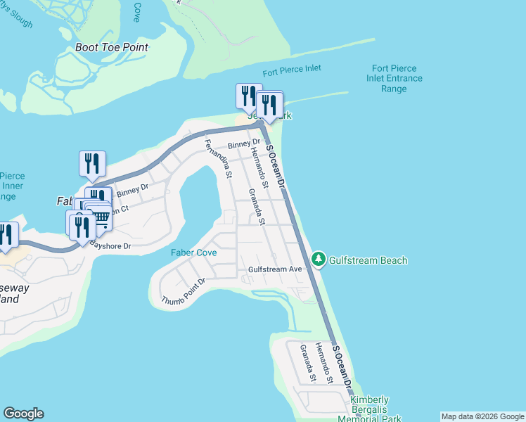 map of restaurants, bars, coffee shops, grocery stores, and more near 452 Granada Street in Fort Pierce