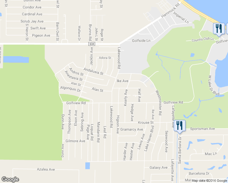 map of restaurants, bars, coffee shops, grocery stores, and more near 1631 Lambeau Avenue in Sebring