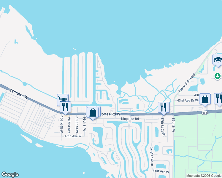 map of restaurants, bars, coffee shops, grocery stores, and more near 4009 Catalina Drive in Bradenton