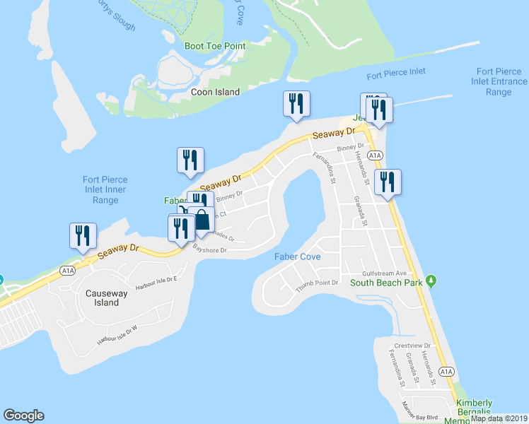 map of restaurants, bars, coffee shops, grocery stores, and more near 1374 Bayshore Drive in Fort Pierce