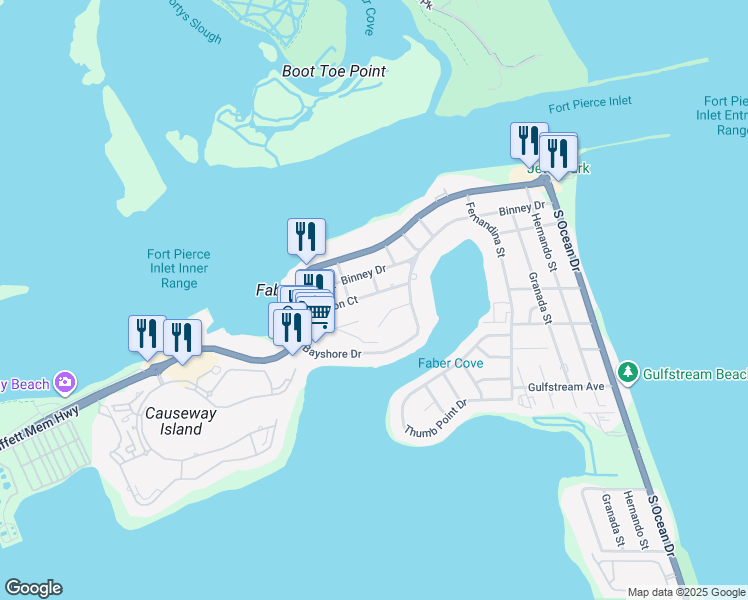 map of restaurants, bars, coffee shops, grocery stores, and more near 1301 Carlton Court in Fort Pierce