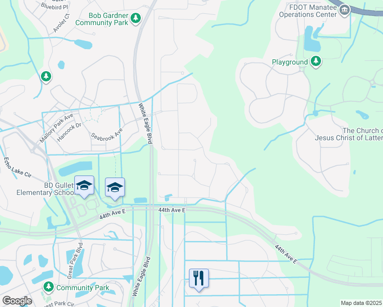 map of restaurants, bars, coffee shops, grocery stores, and more near 12820 Coastal Breeze Way in Bradenton