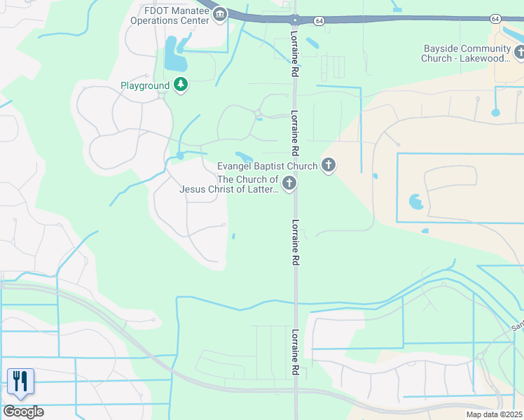 map of restaurants, bars, coffee shops, grocery stores, and more near 3810 Lorraine Road in Bradenton