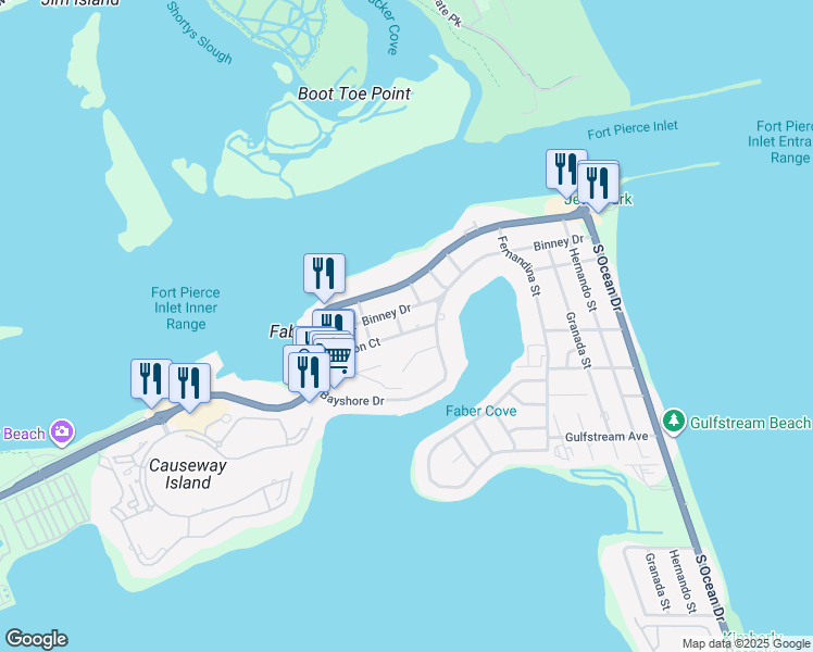 map of restaurants, bars, coffee shops, grocery stores, and more near 1328 Carlton Court in Fort Pierce