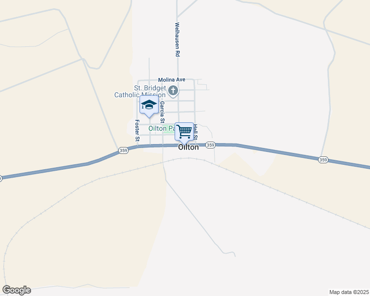 map of restaurants, bars, coffee shops, grocery stores, and more near 117 Laredo Avenue in Oilton