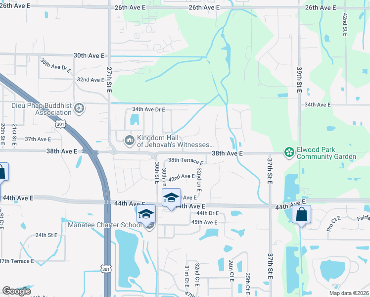 map of restaurants, bars, coffee shops, grocery stores, and more near 3715 31st Street East in Bradenton