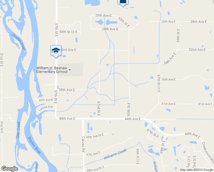 map of restaurants, bars, coffee shops, grocery stores, and more near 3705 62nd Street East in Bradenton