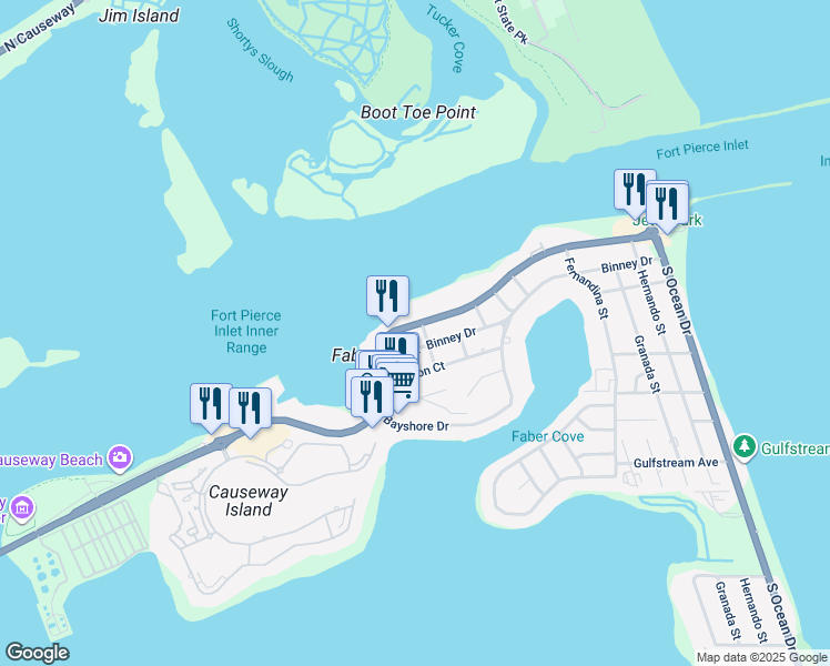 map of restaurants, bars, coffee shops, grocery stores, and more near 1230 Florida A1A in Fort Pierce