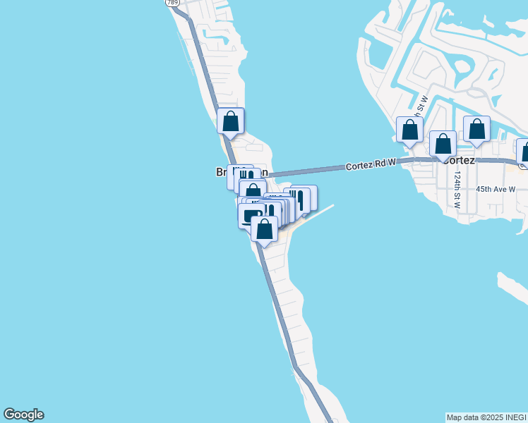 map of restaurants, bars, coffee shops, grocery stores, and more near 111 2nd Street North in Bradenton Beach