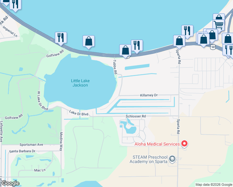 map of restaurants, bars, coffee shops, grocery stores, and more near 3535 Tubbs Road in Sebring