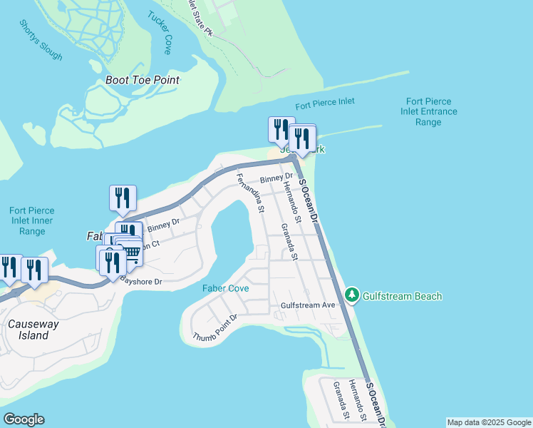 map of restaurants, bars, coffee shops, grocery stores, and more near 326 Fernandina Street in Fort Pierce
