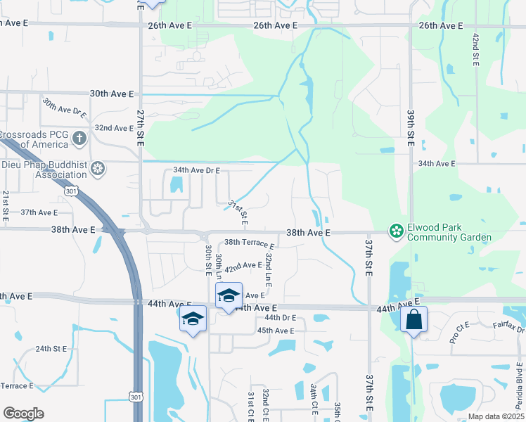 map of restaurants, bars, coffee shops, grocery stores, and more near 3118 37th Terrace East in Bradenton
