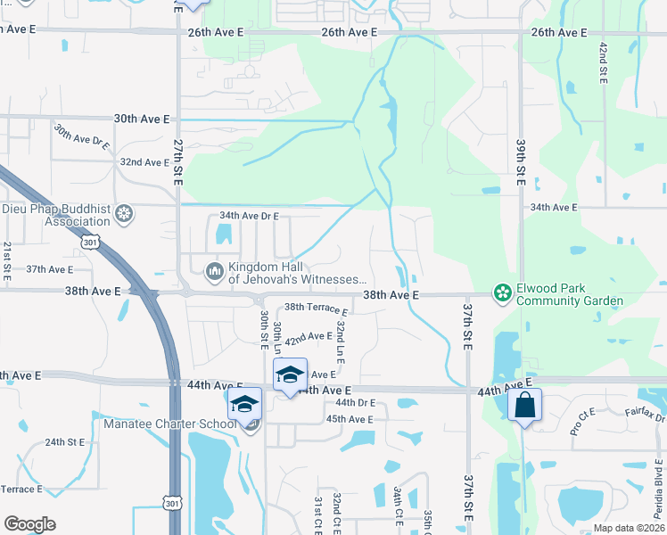 map of restaurants, bars, coffee shops, grocery stores, and more near 3118 37th Terrace East in Bradenton