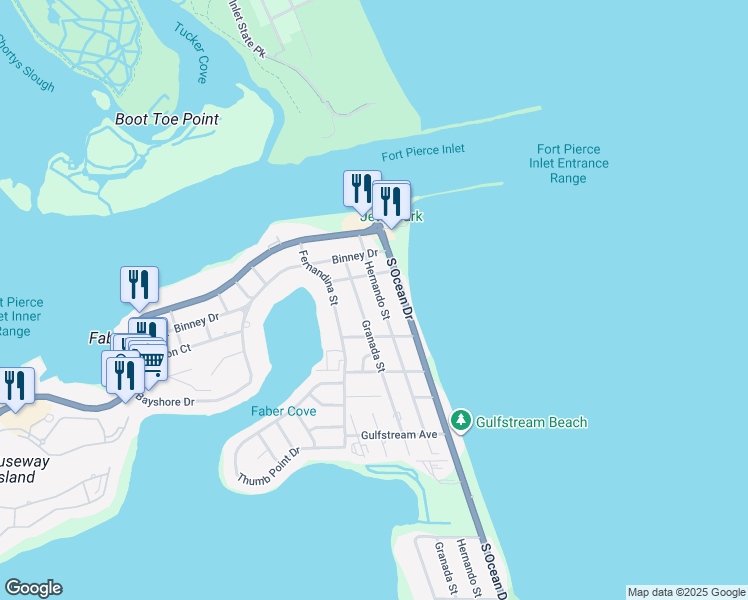 map of restaurants, bars, coffee shops, grocery stores, and more near 323 Hernando Street in Fort Pierce