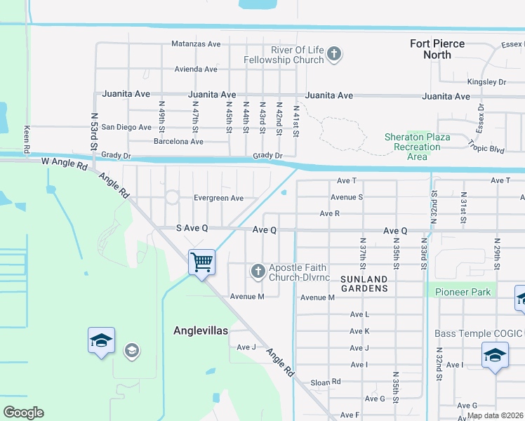 map of restaurants, bars, coffee shops, grocery stores, and more near 4300 Avenue Q in Fort Pierce