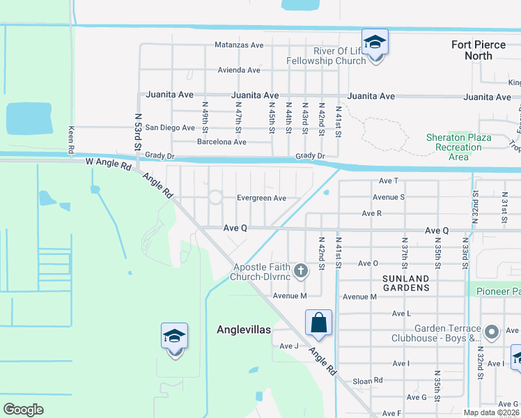 map of restaurants, bars, coffee shops, grocery stores, and more near 1804 North 46th Street in Fort Pierce