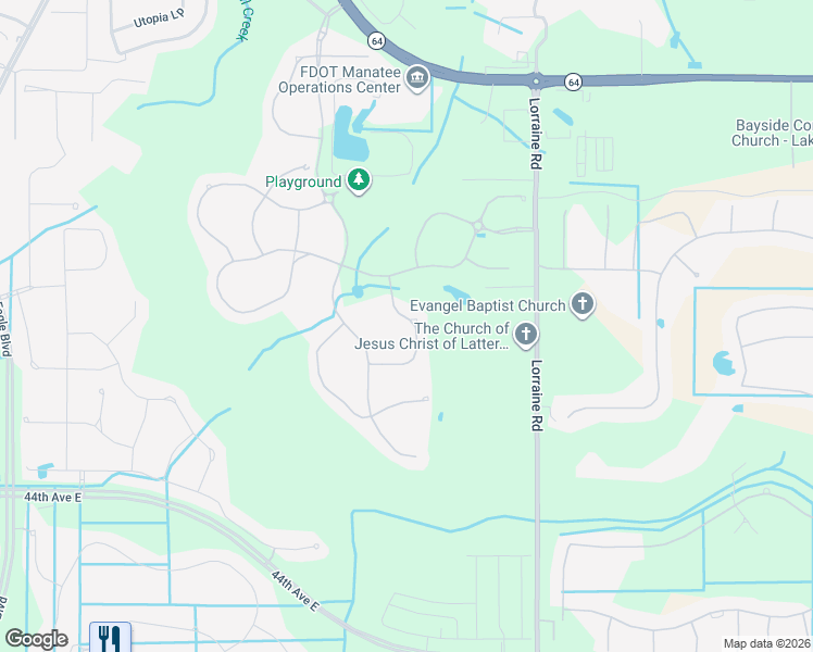 map of restaurants, bars, coffee shops, grocery stores, and more near 3702 Scrub Creek Run in Bradenton