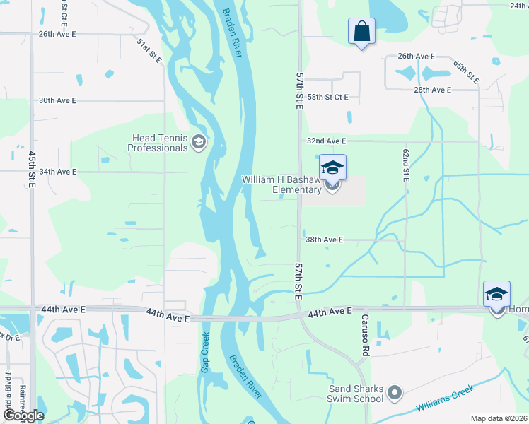 map of restaurants, bars, coffee shops, grocery stores, and more near 5511 37th Avenue East in Bradenton