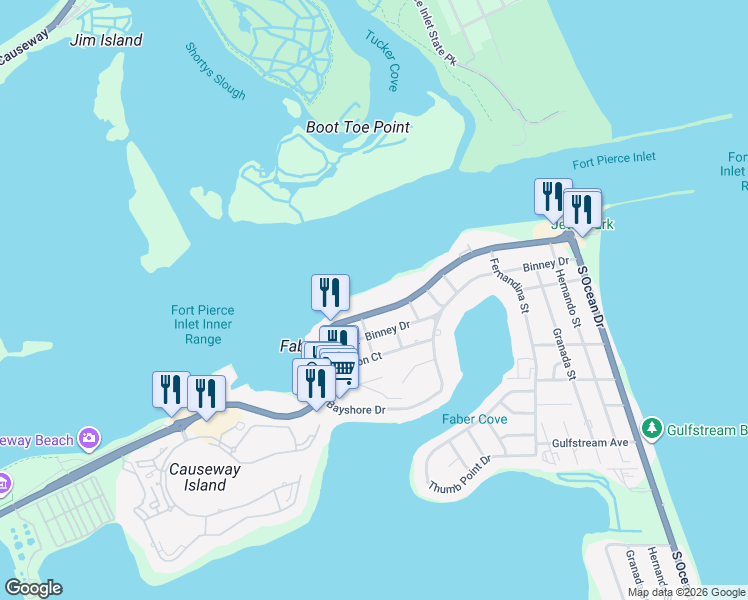 map of restaurants, bars, coffee shops, grocery stores, and more near 1230 Florida A1A in Fort Pierce