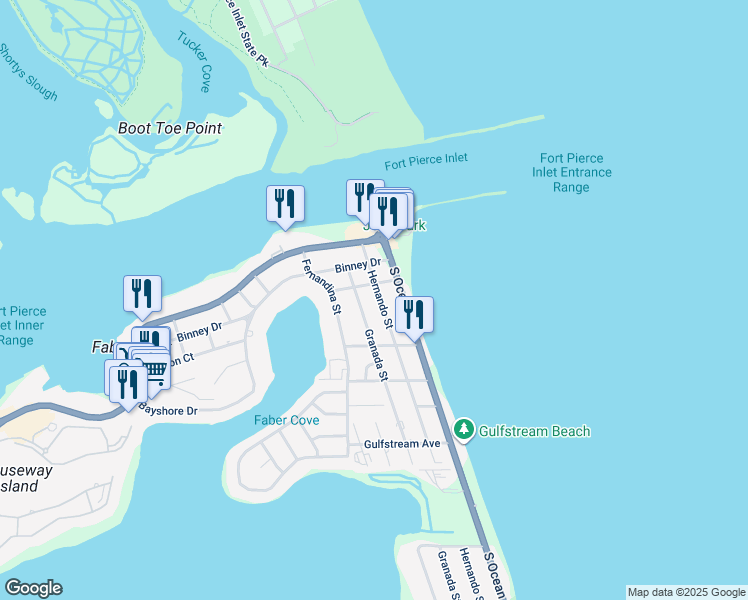 map of restaurants, bars, coffee shops, grocery stores, and more near 335 Hernando Street in Fort Pierce