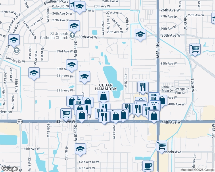 map of restaurants, bars, coffee shops, grocery stores, and more near in South Bradenton