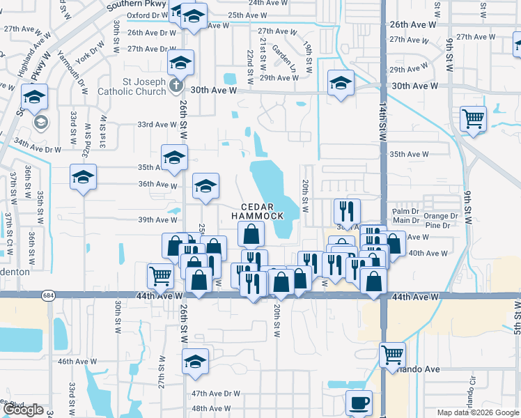 map of restaurants, bars, coffee shops, grocery stores, and more near in South Bradenton