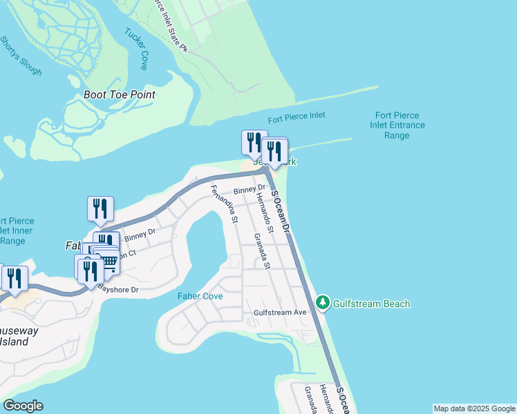 map of restaurants, bars, coffee shops, grocery stores, and more near 1807 Saint Lucie Court in Fort Pierce
